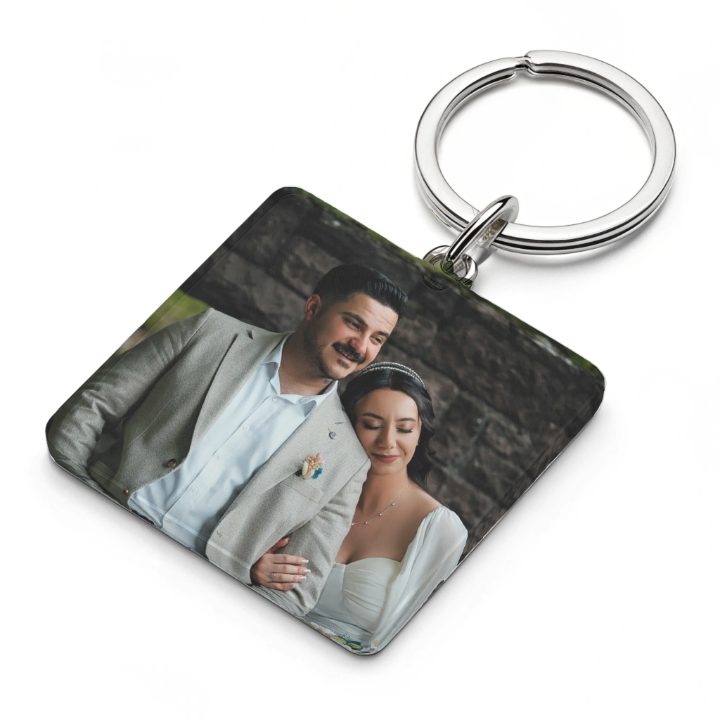 Personalized  Square-Shaped Keychain with Photo