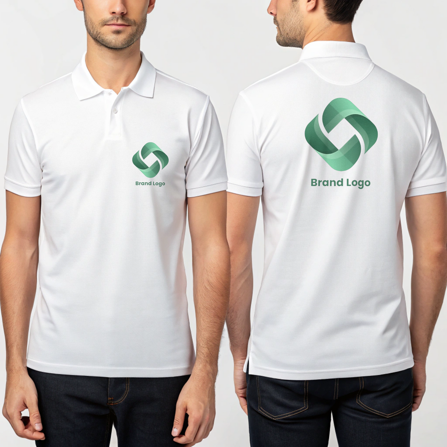 Custom White Polo T-shirt with Brand Logo