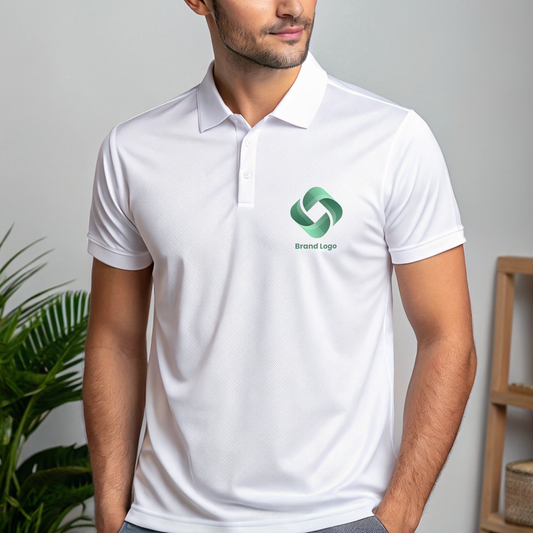 Custom White Polo T-shirt with Brand Logo